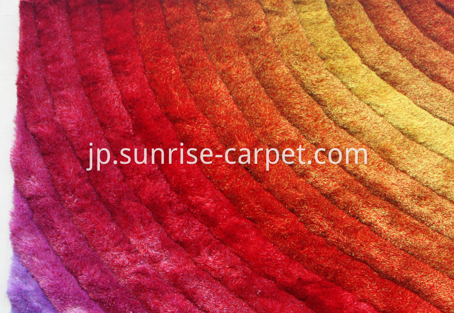 Polyester Silk Shaggy 3D Multi Color Rug